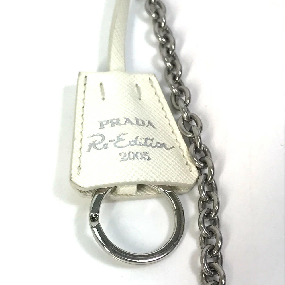 PRADA Triangle Logo Plate Edition Crossbody Bag Clutch Chain White - Picture 10 of 15